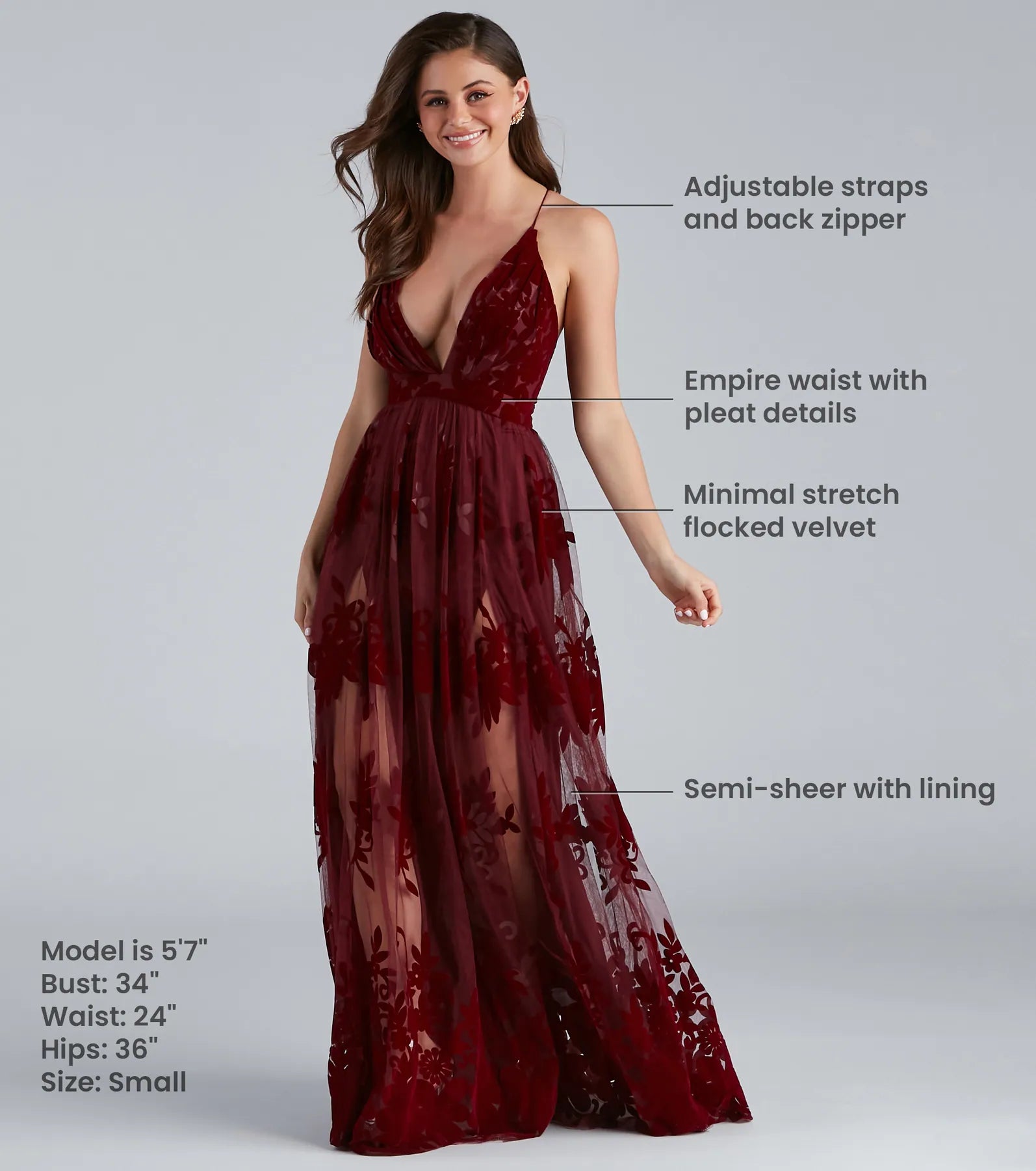 Morgan Formal Flocked Velvet Dress - Image 9