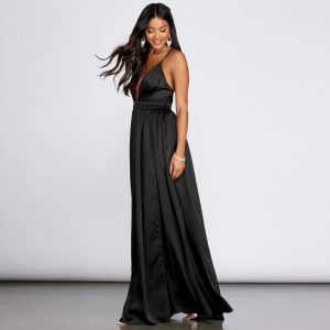 Nerissa Pleated Satin Gown