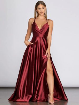 Priscilla Satin Evening Gown