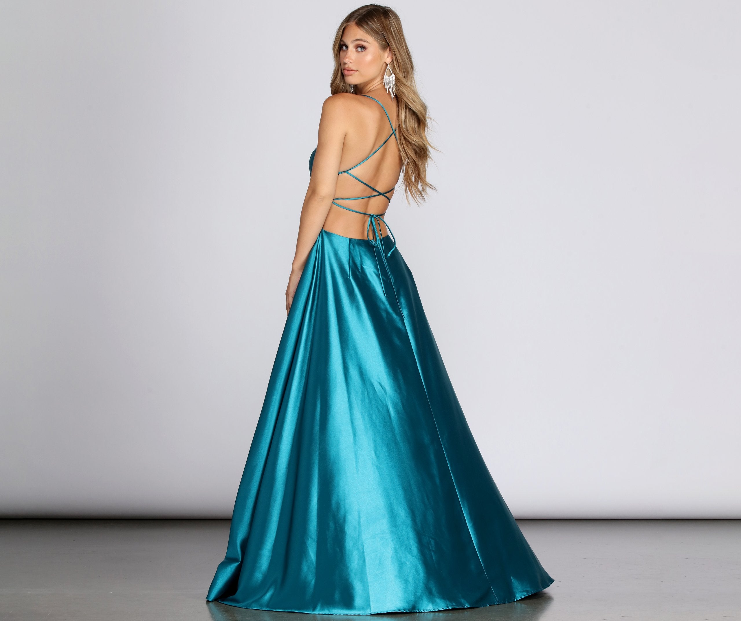 Anne Formal Lattice Satin Dress - Image 32