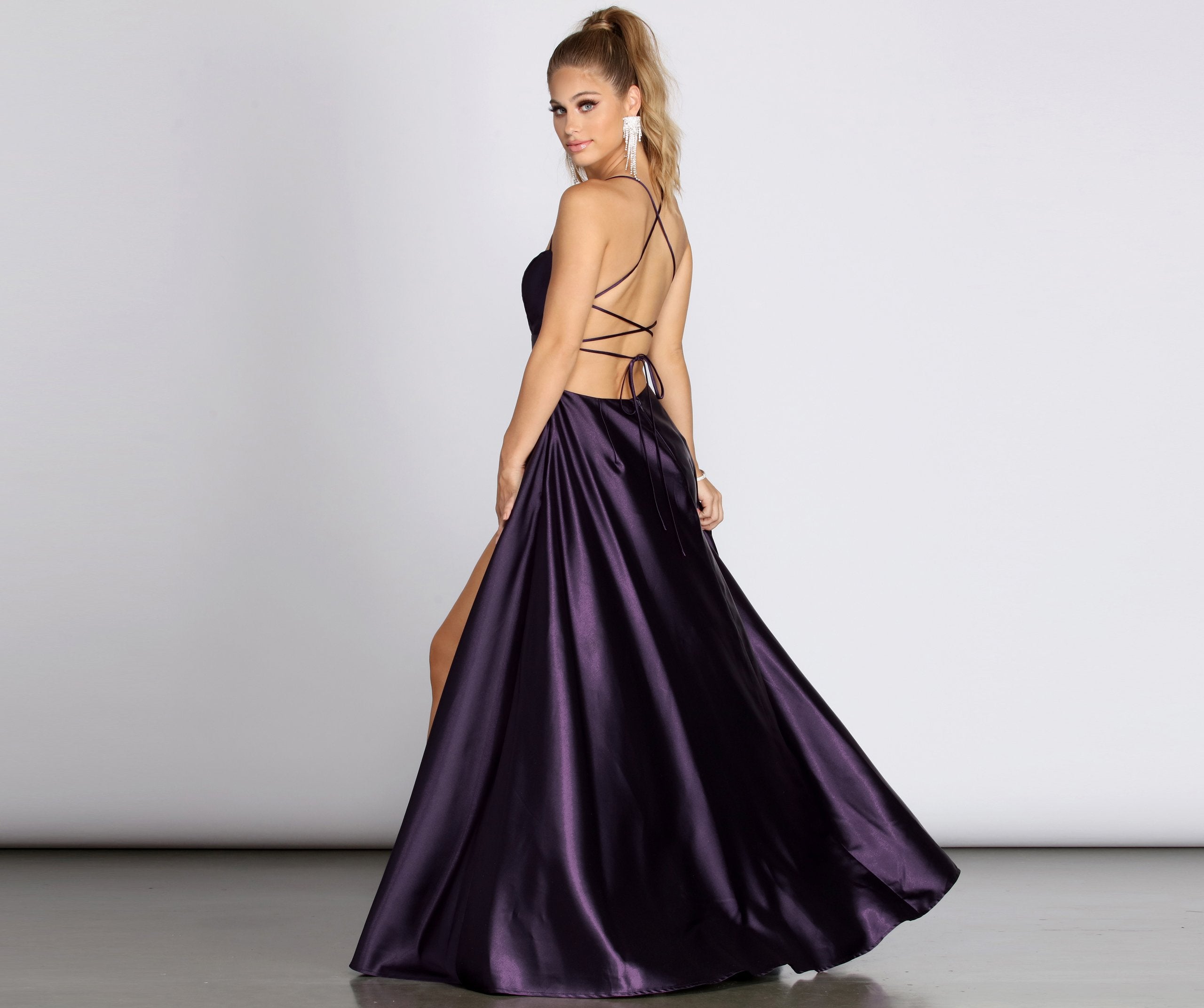 Anne Formal Lattice Satin Dress - Image 36