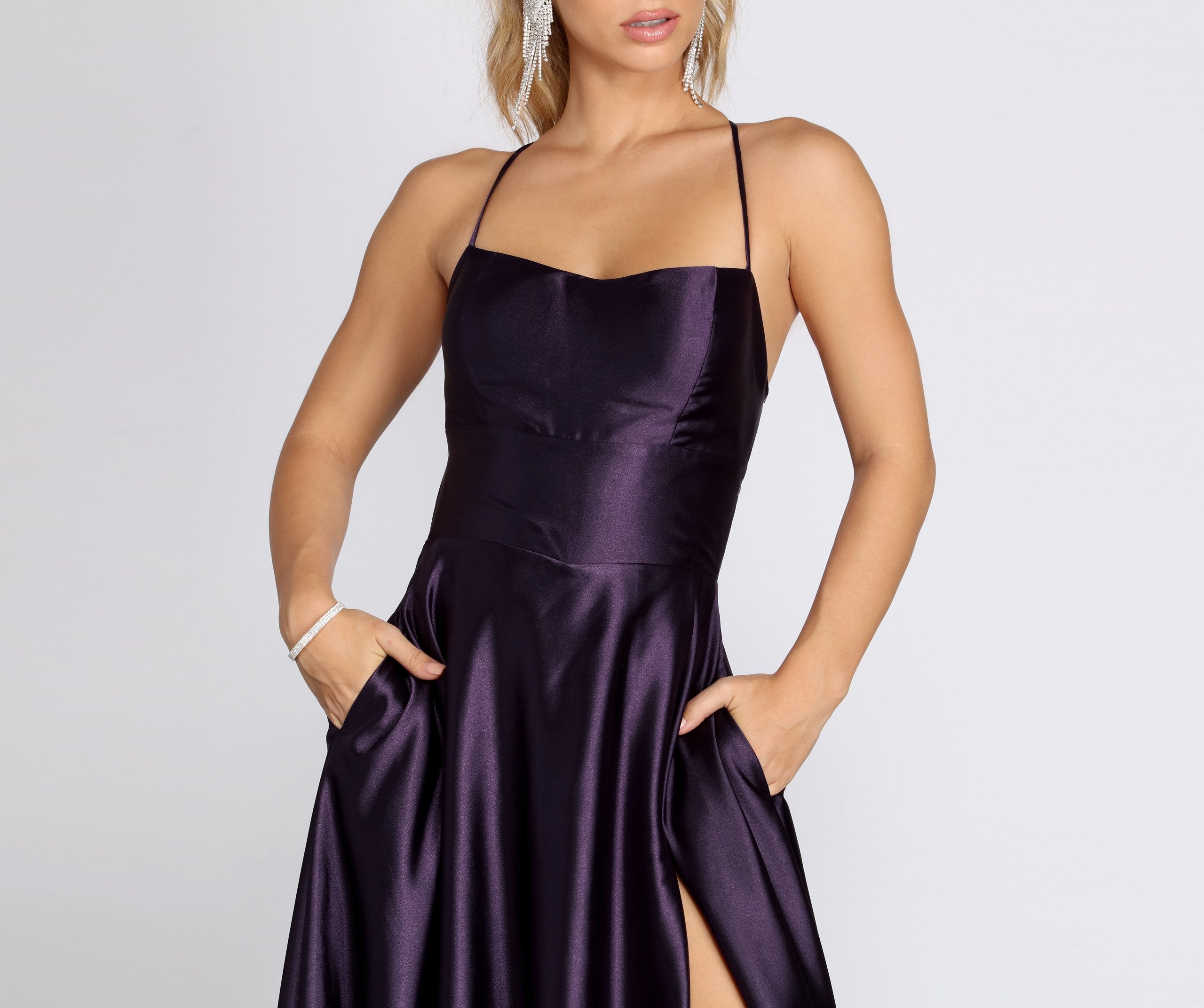 Anne Formal Lattice Satin Dress - Image 39
