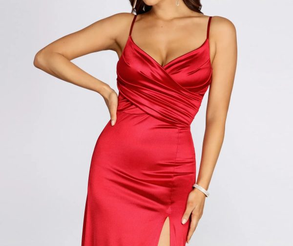 Amelia Formal High Slit Satin Dress - Image 3