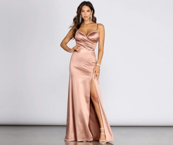 Amelia Formal High Slit Satin Dress - Image 8