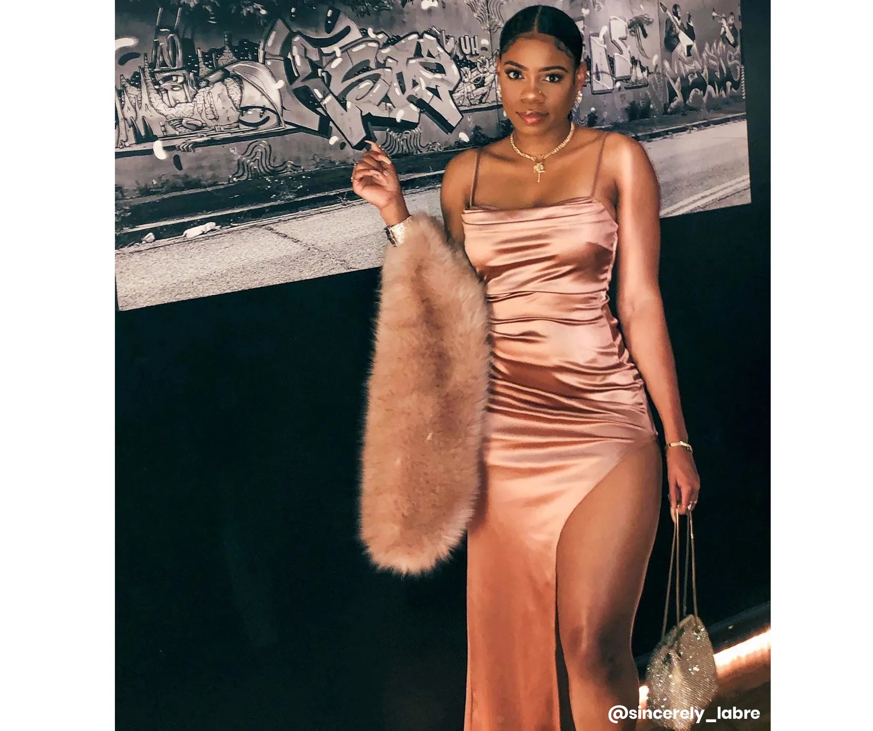 Lola High Slit Satin Dress - Image 16