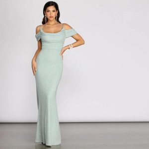 Zoey Formal Glitter Cowl Dress