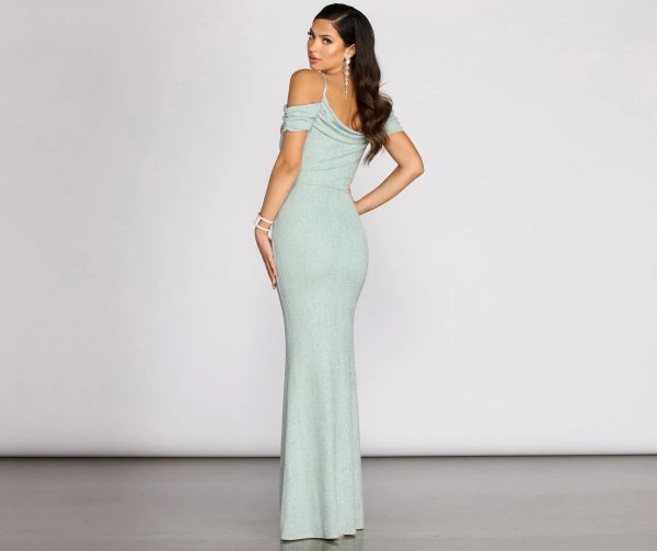 Zoey Formal Glitter Cowl Dress - Image 2