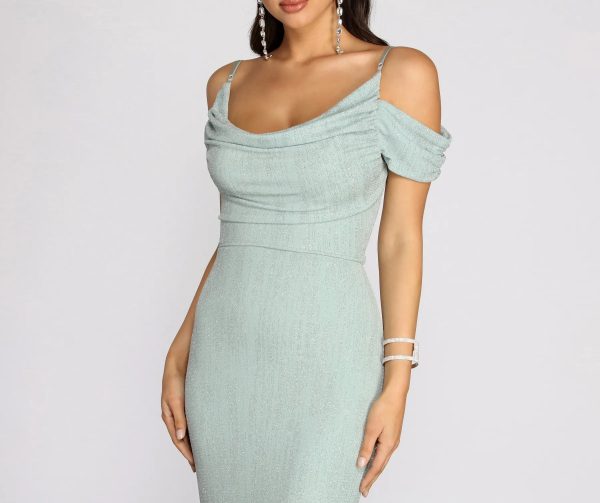 Zoey Formal Glitter Cowl Dress - Image 3