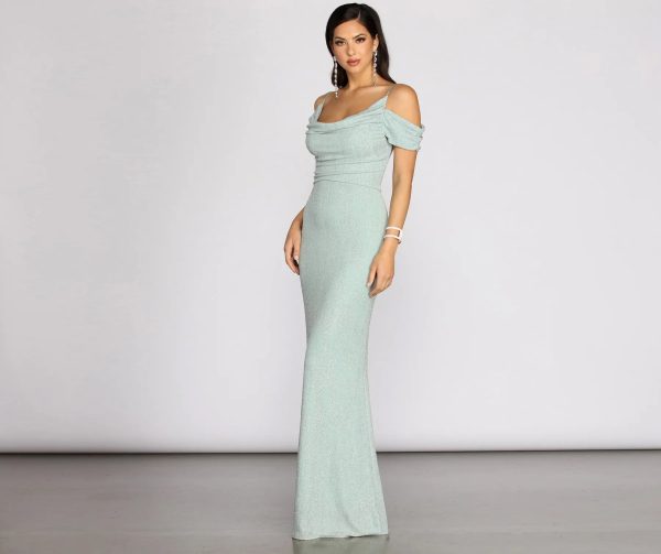 Zoey Formal Glitter Cowl Dress - Image 4