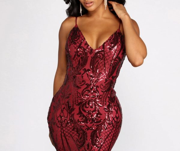 Seline Formal Sequin Scroll Dress - Image 3