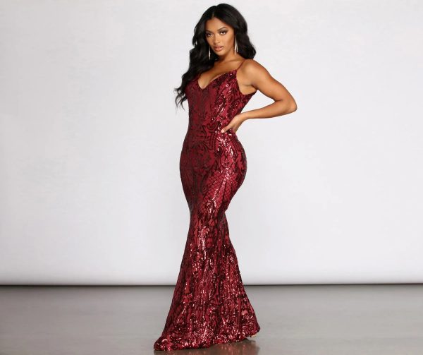 Seline Formal Sequin Scroll Dress - Image 4