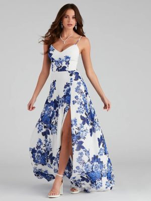 Kiana Floral Chiffon A-Line Dress