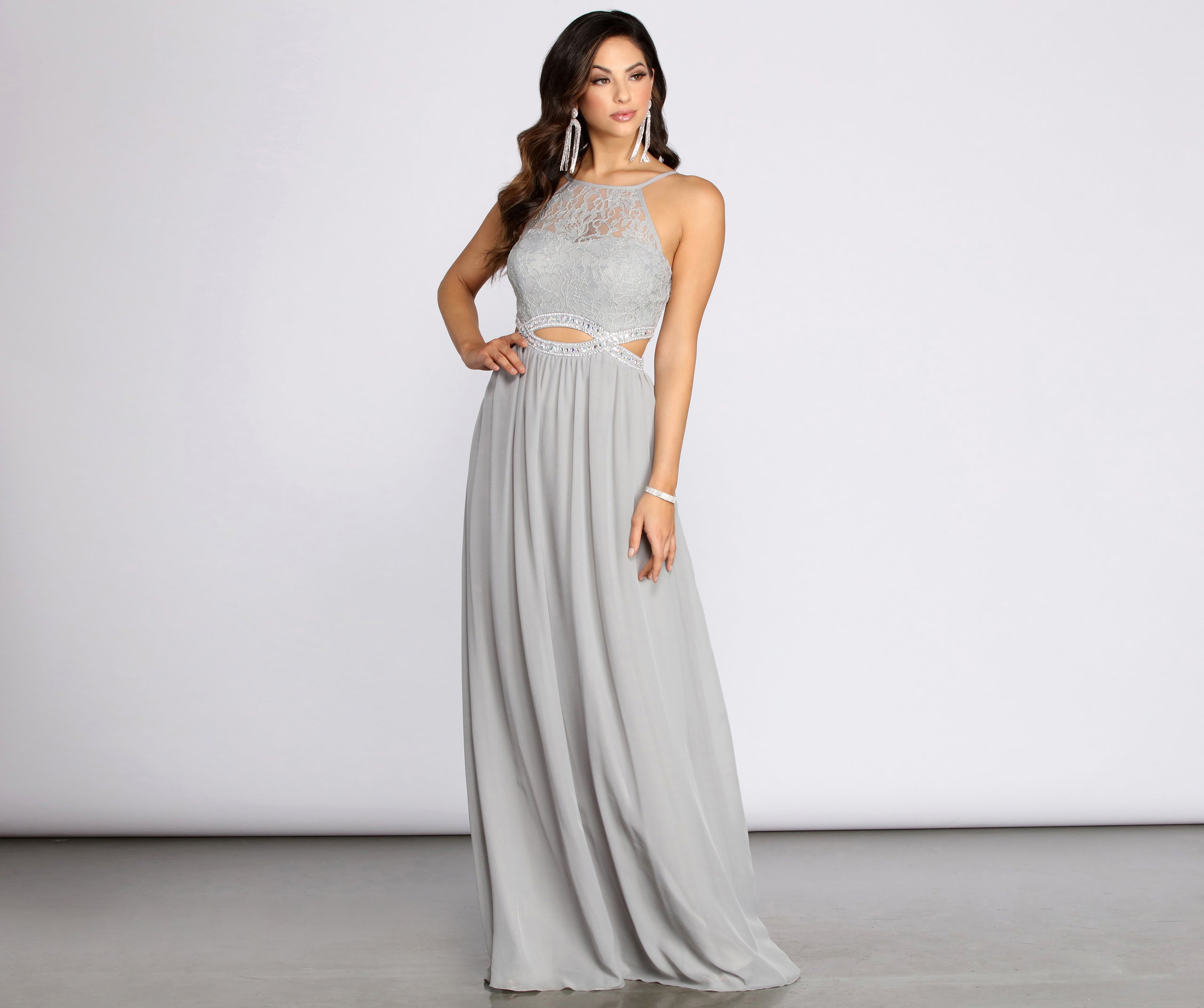 Mai Lace Infinity Trim Chiffon A Line Dress - Image 3