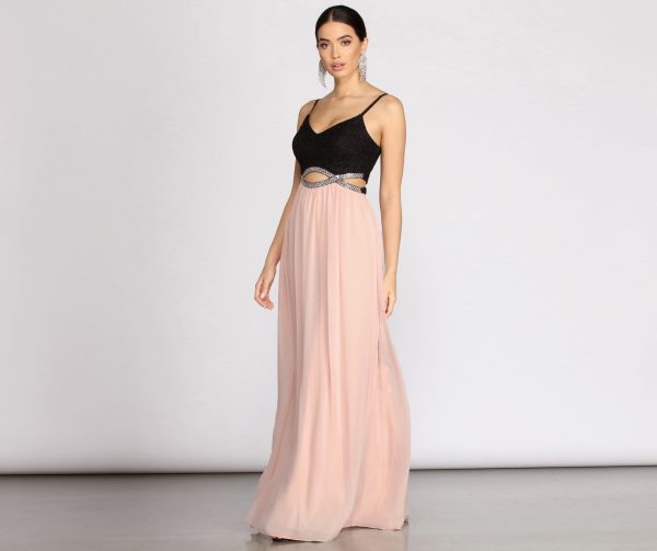 Tabia Rhinestone Infinity Trim A-Line Dress - Image 3