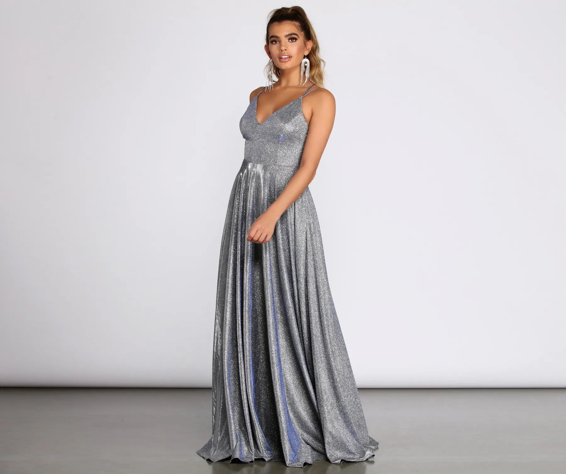 Olympia Glitter Full A-Line Dress - Image 4