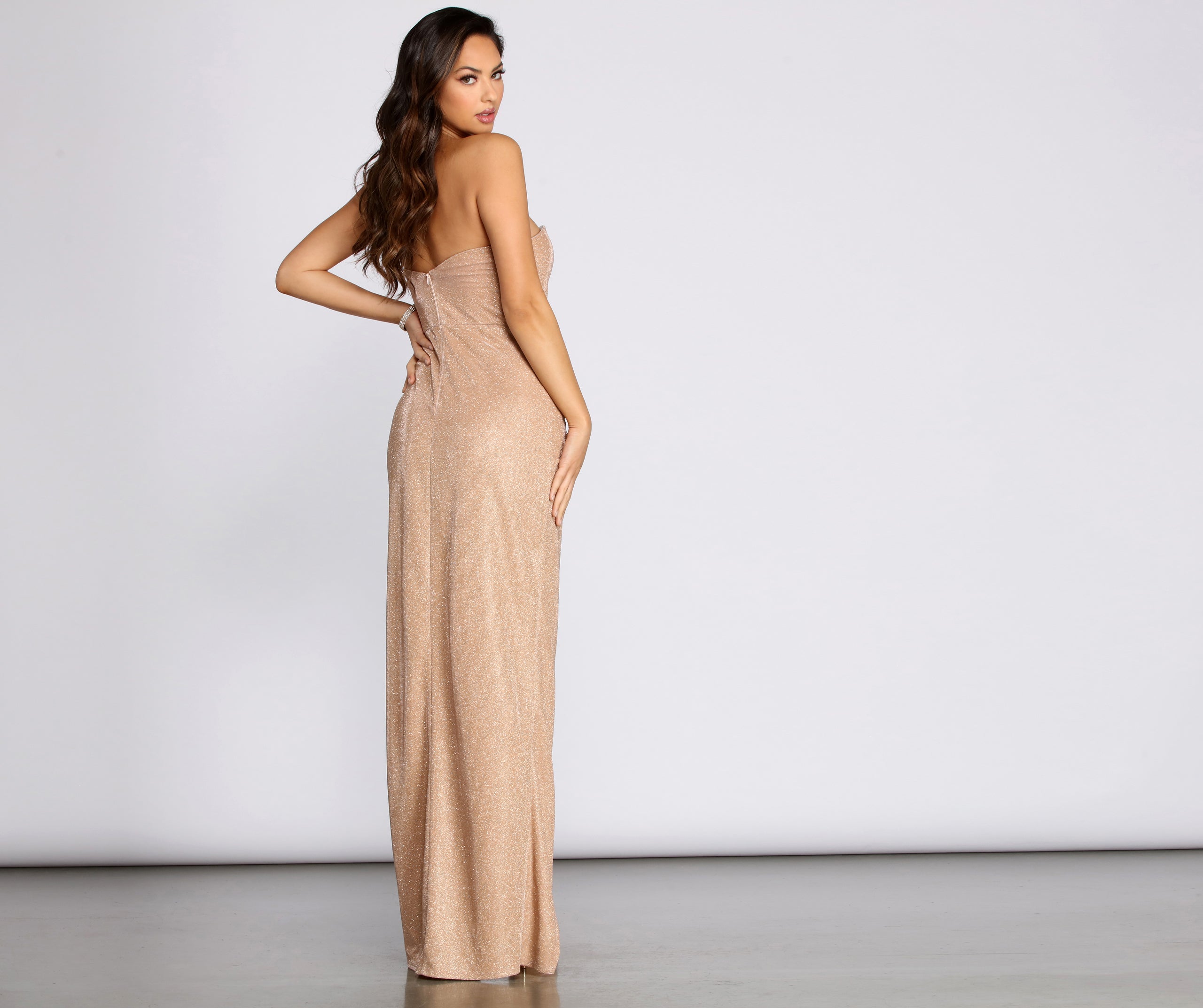 Skylar Glitter Shine Ruched Dress - Image 2