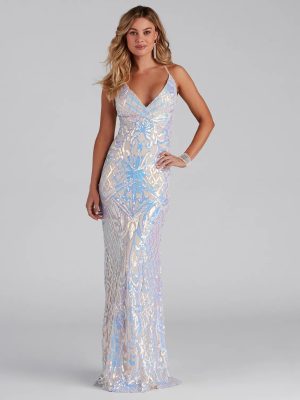 Deonne Iridescent Sequin Cross Back Dress