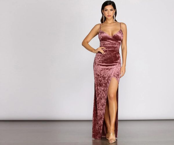 Halle Formal Velvet Wrap Dress - Image 5