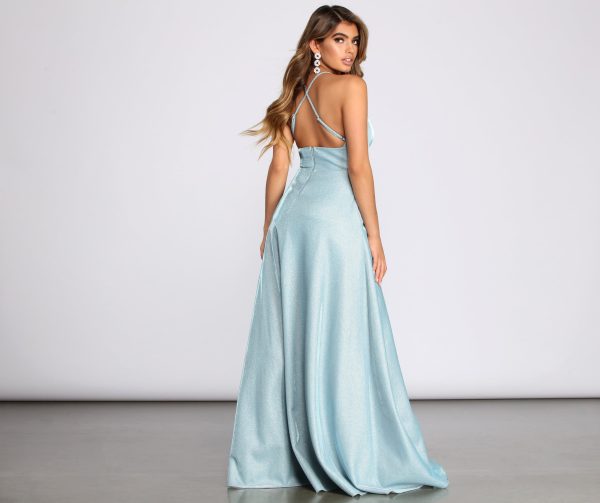 Millie Glitter Cross Back A Line Dress - Image 2