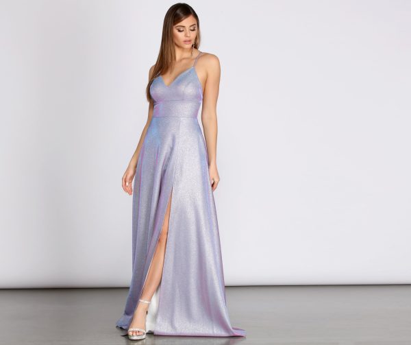 Millie Glitter Cross Back A Line Dress - Image 5