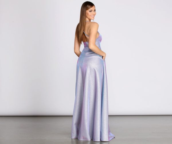 Millie Glitter Cross Back A Line Dress - Image 6