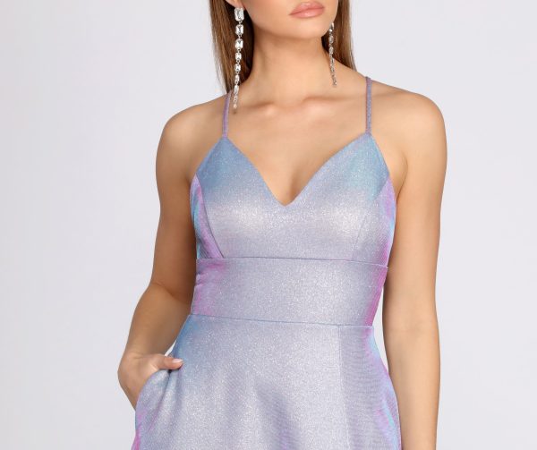 Millie Glitter Cross Back A Line Dress - Image 7