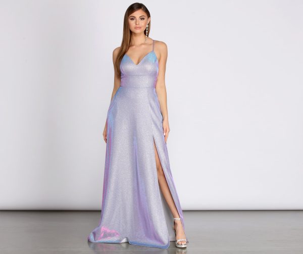Millie Glitter Cross Back A Line Dress - Image 8