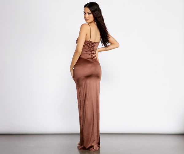 Tina Formal Satin Knot Dress - Image 2
