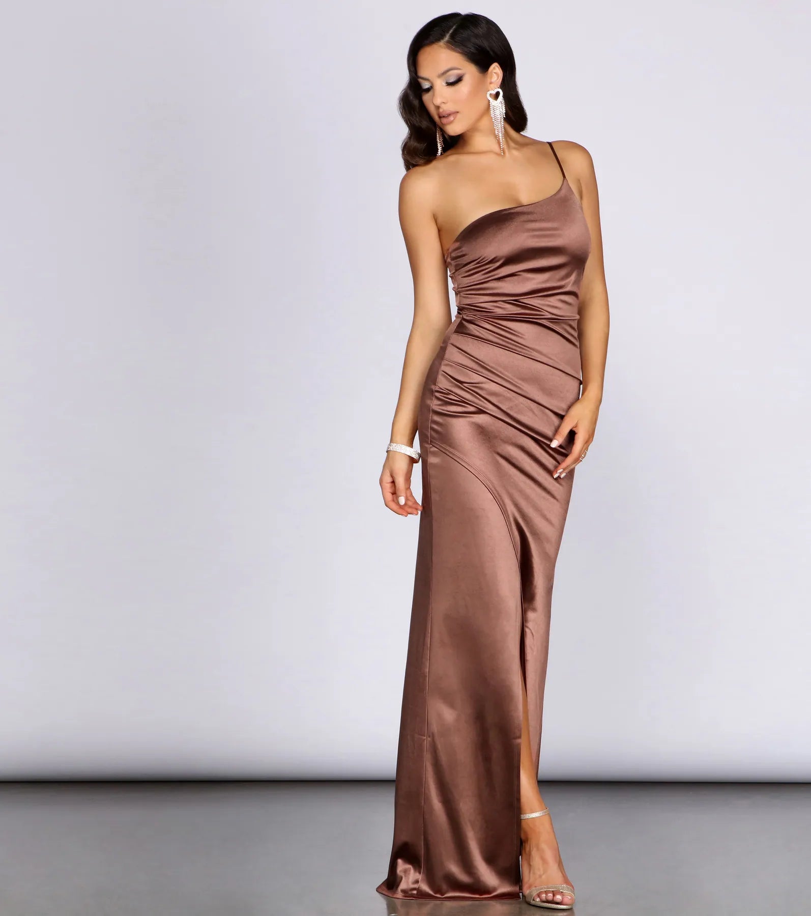 Roseanne One-Shoulder Satin Dress - Image 4
