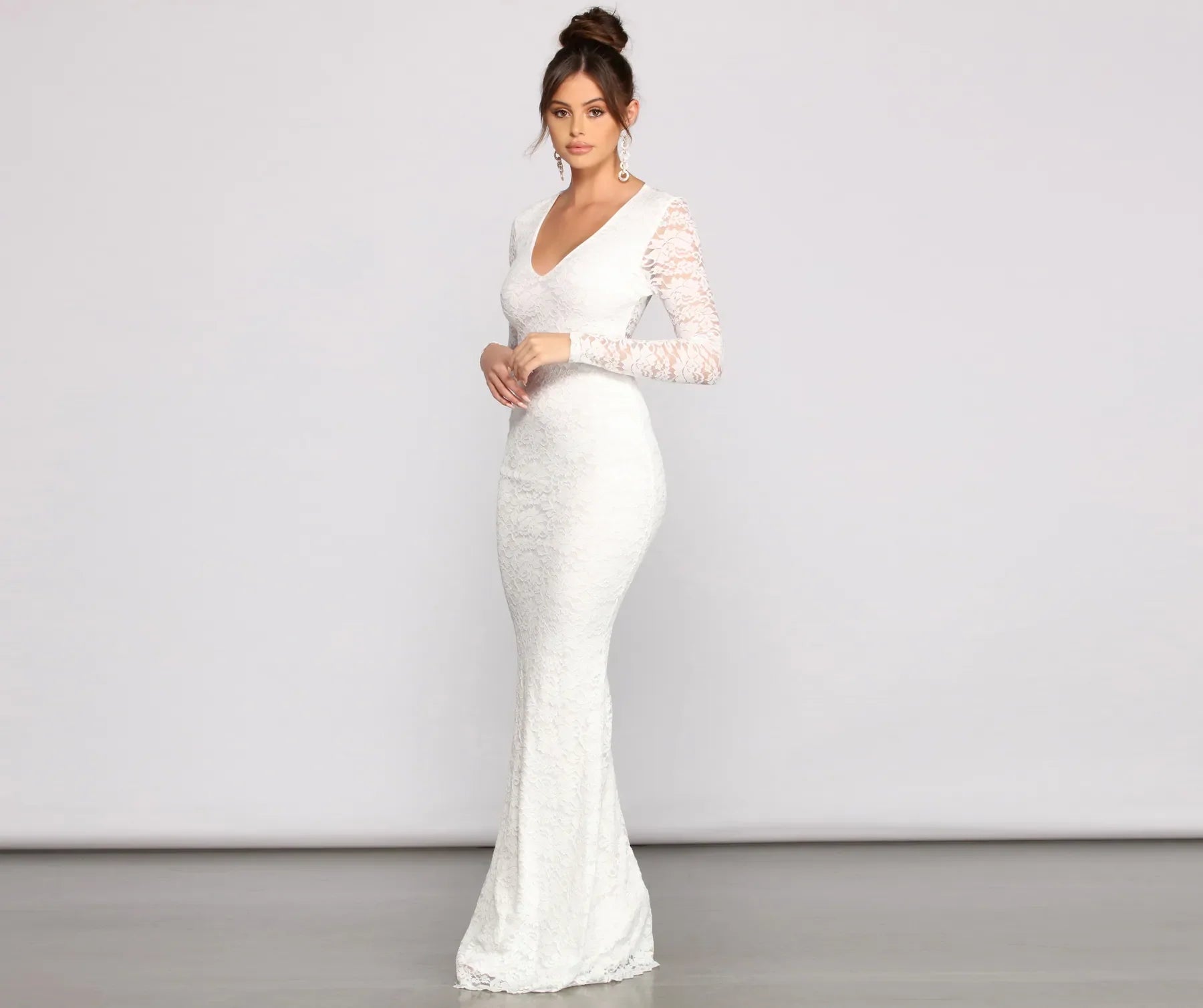 Brooke Lace V Neck Formal Dress - Image 3