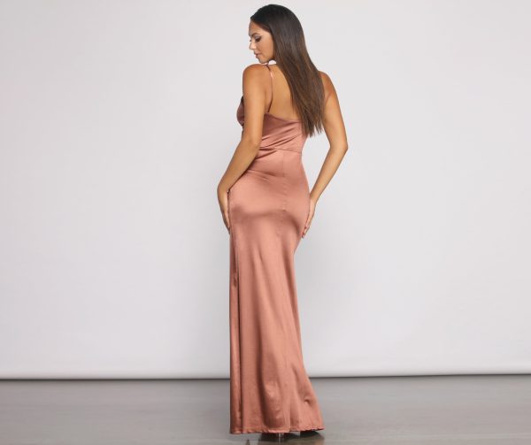 Nikita Formal High Slit Satin Dress - Image 4
