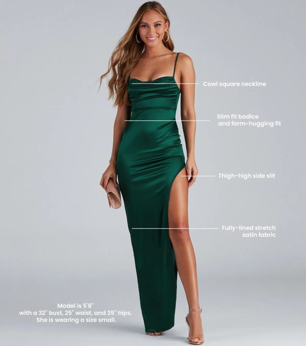 Lola High Slit Satin Dress - Image 5