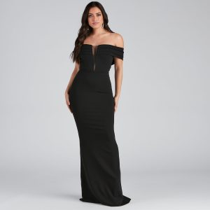 Olivia Formal Off The Shoulder Crepe Dress