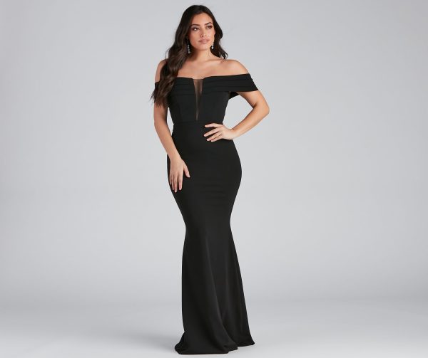 Olivia Formal Off The Shoulder Crepe Dress - Image 3
