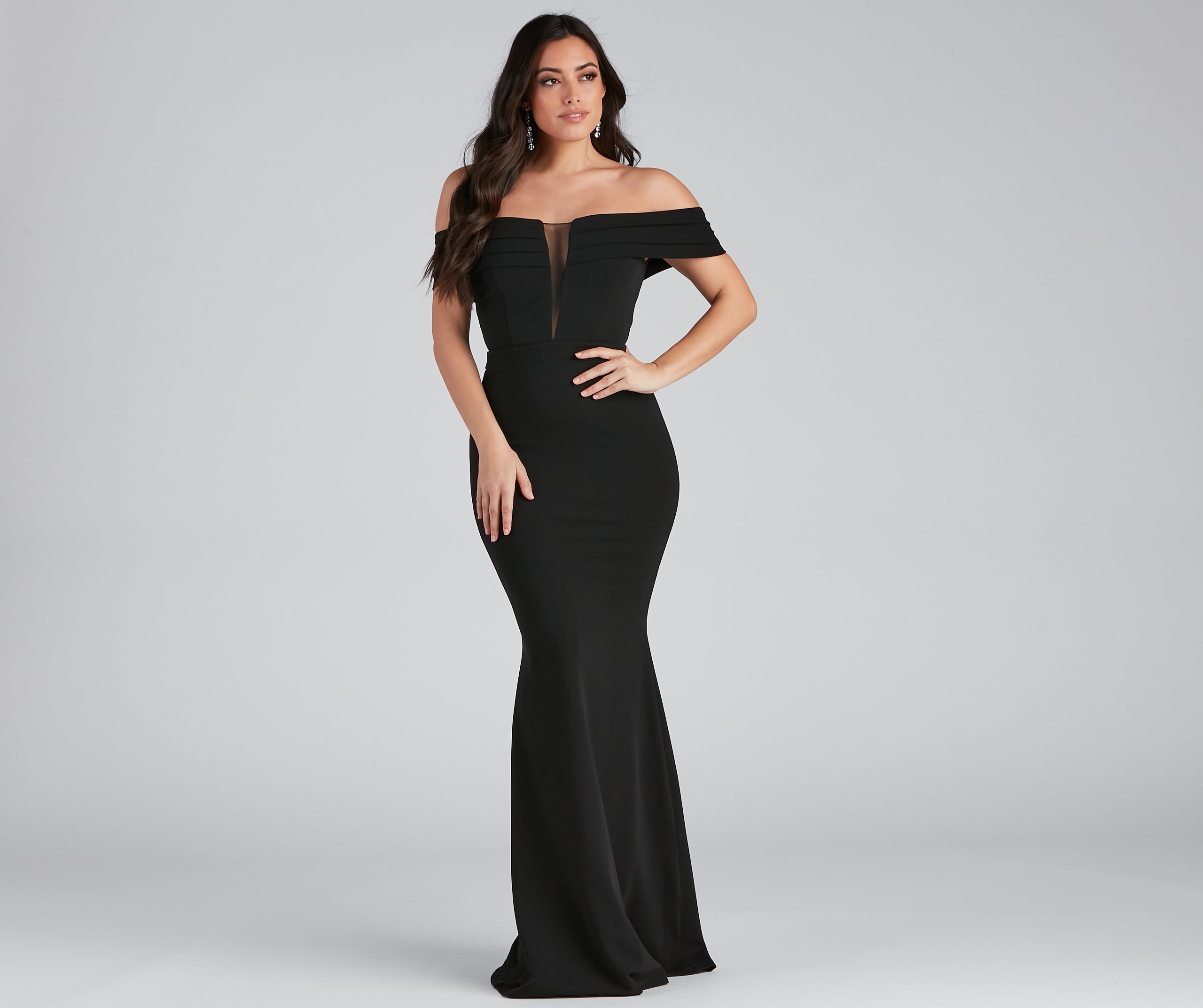 Olivia Formal Off The Shoulder Crepe Dress - Image 3