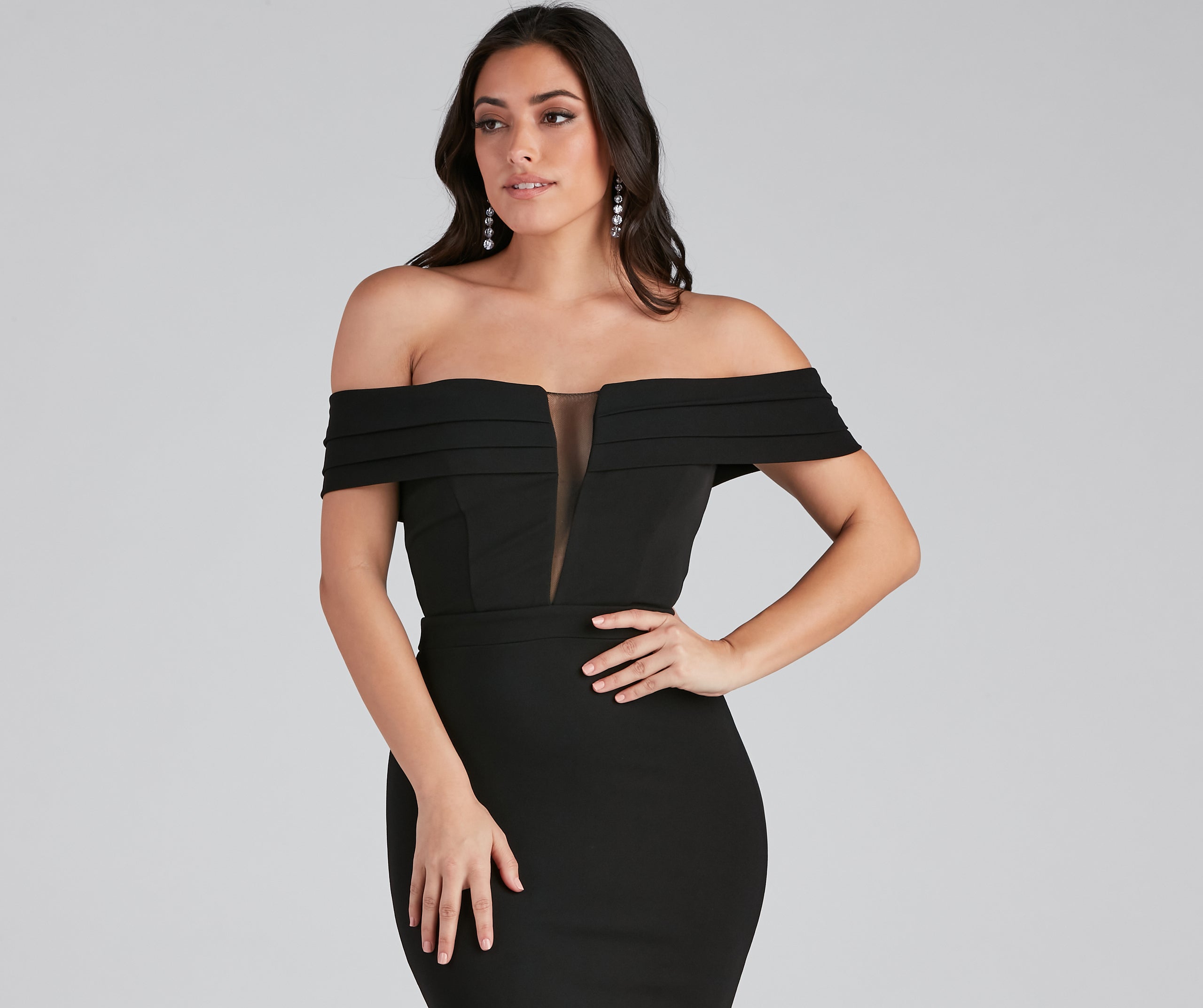 Olivia Formal Off The Shoulder Crepe Dress - Image 4