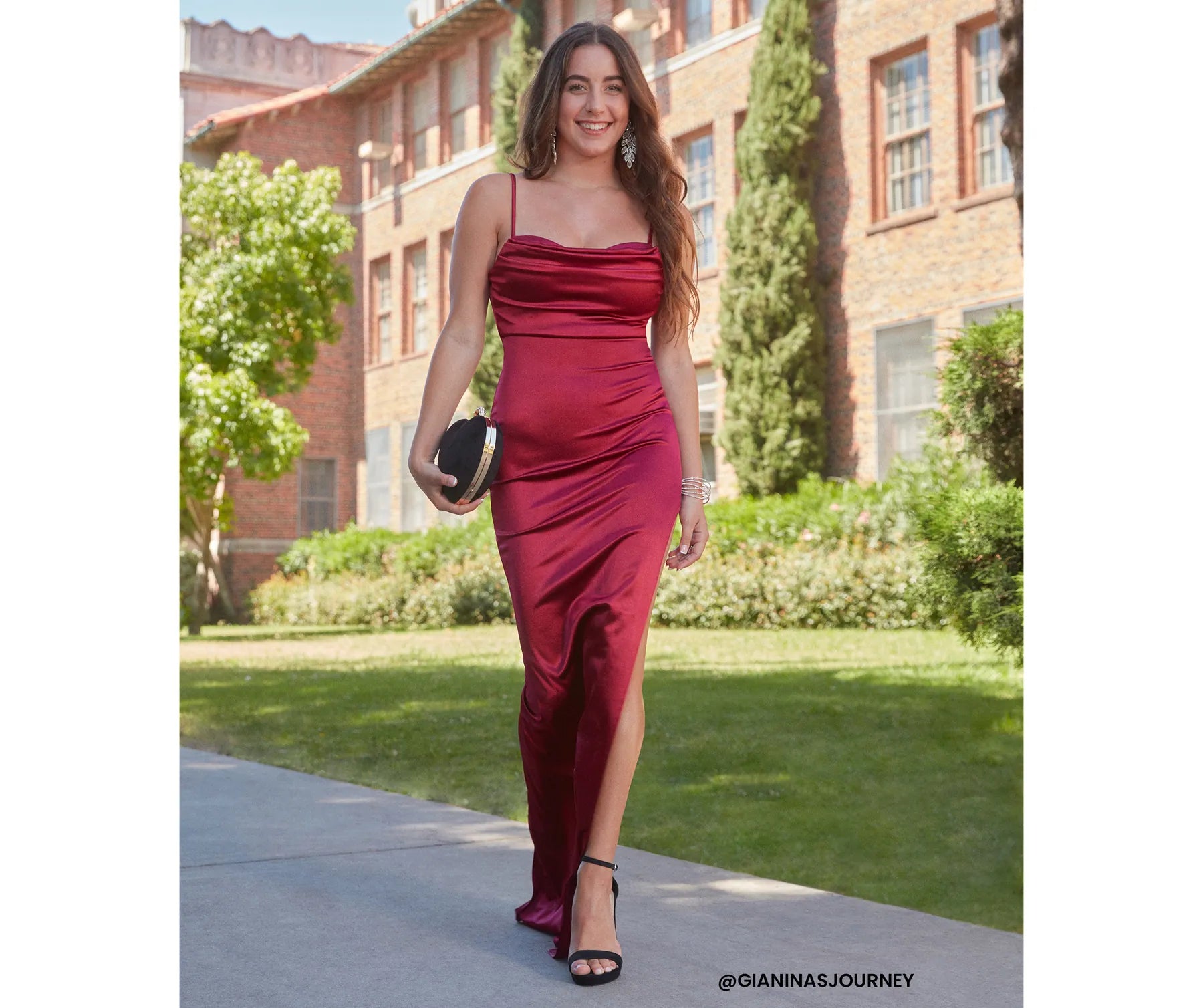 Lola High Slit Satin Dress - Image 24