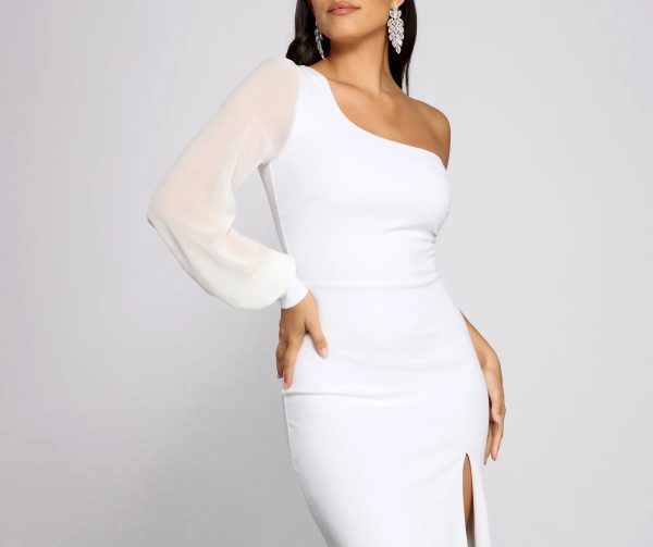 Odette Formal One Shoulder Crepe Mermaid Dress - Image 8