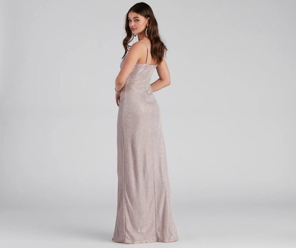 Zenni Formal High Slit Glitter Dress - Image 2