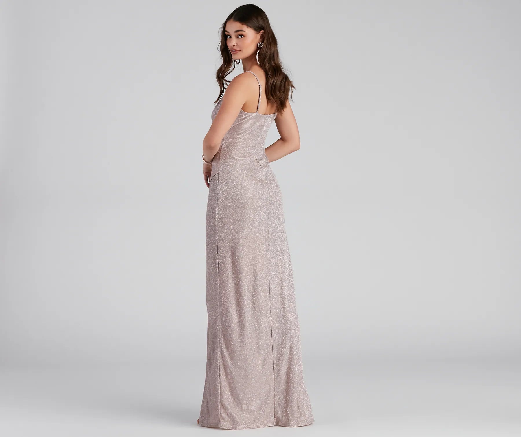 Zenni Formal High Slit Glitter Dress - Image 2