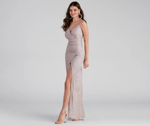 Zenni Formal High Slit Glitter Dress - Image 3