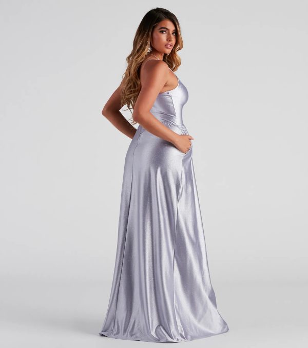 Riley Glitter Satin A-Line Formal Dress - Image 2