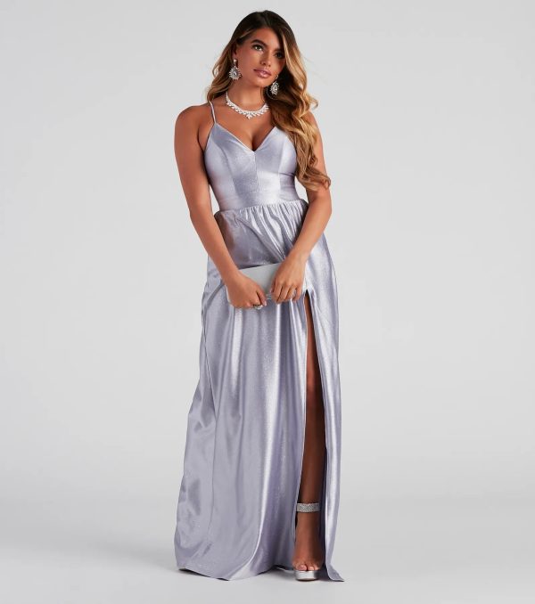 Riley Glitter Satin A-Line Formal Dress - Image 3
