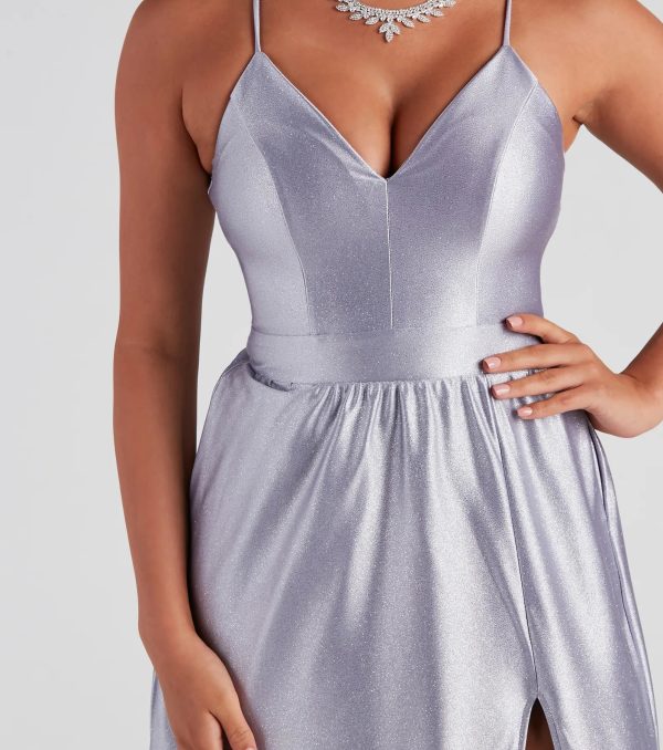 Riley Glitter Satin A-Line Formal Dress - Image 4