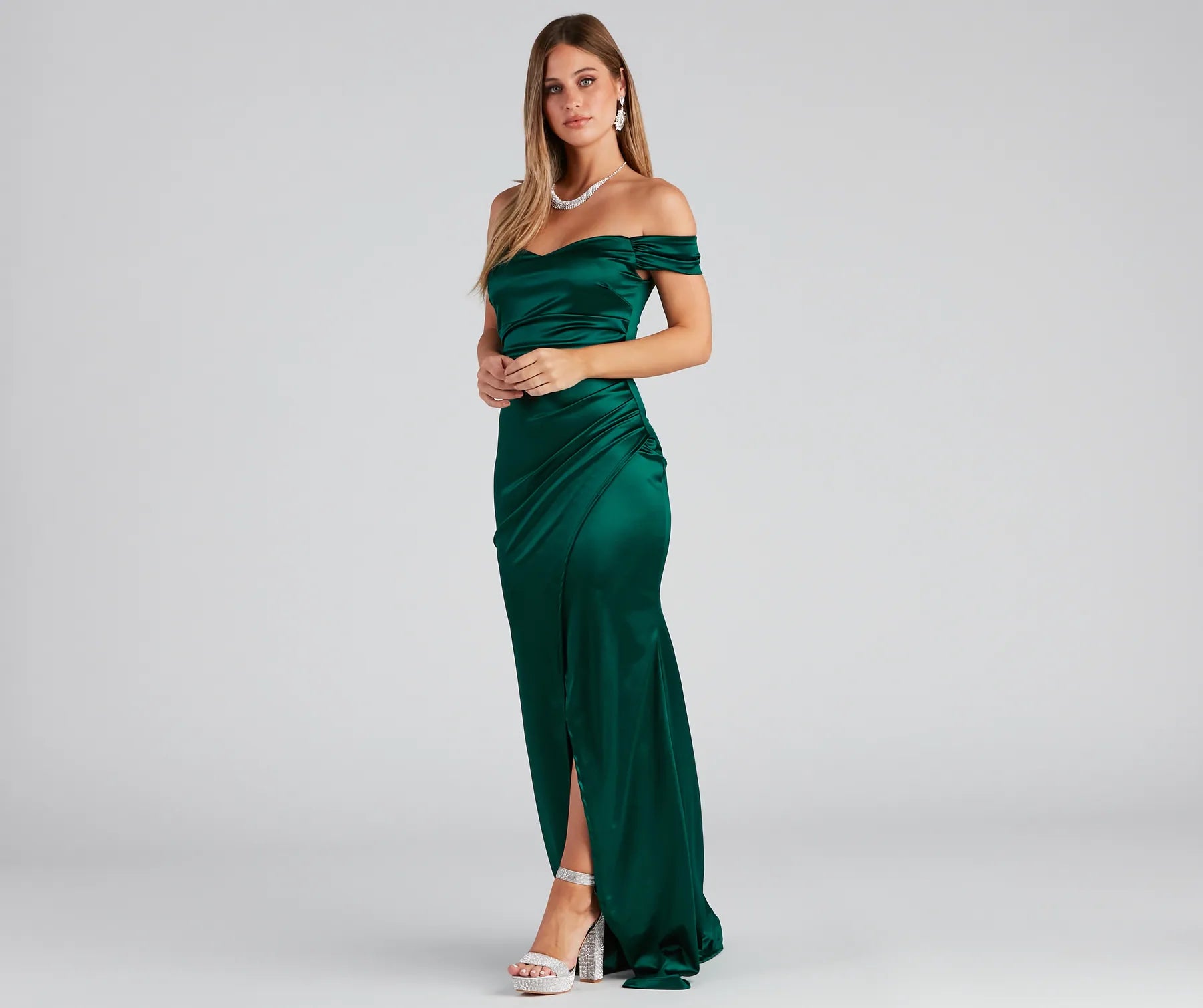 Valencia Formal Off-The-Shoulder Wrap Dress - Image 7