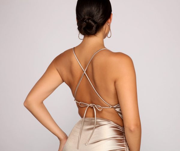 Enya Formal Satin High Slit Dress - Image 4