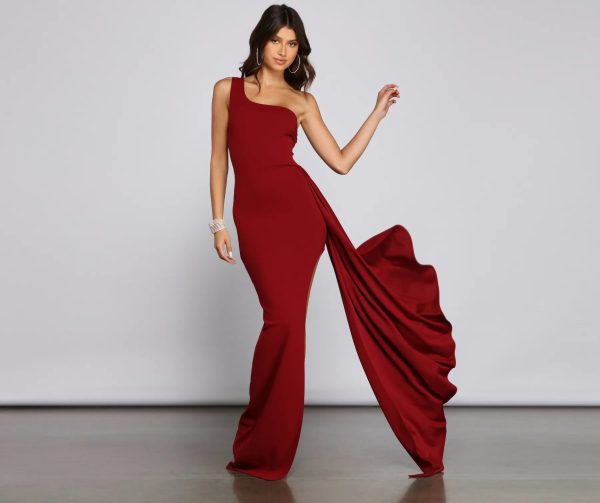 Peyton One Shoulder Crepe Dress - Image 5