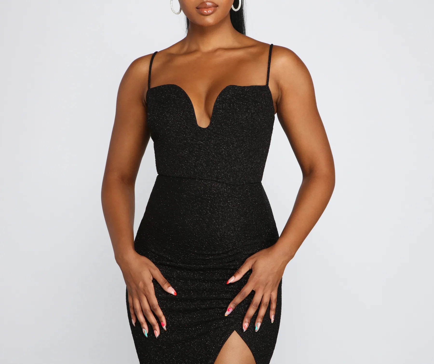 Trinity Formal High Slit Glitter Dress - Image 3