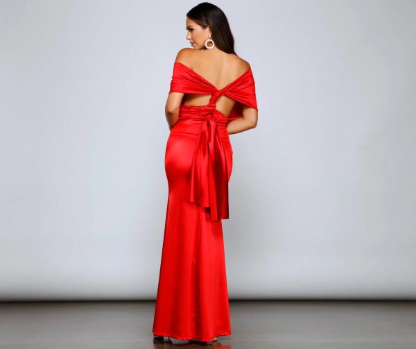 Johanna Formal Convertible Ties Satin Dress - Image 14