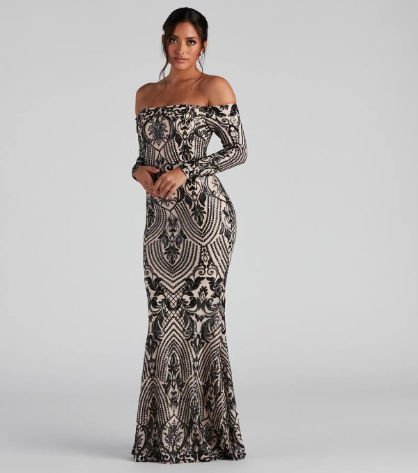 Paityn Formal Off-The-Shoulder Sequin Dress - Image 5